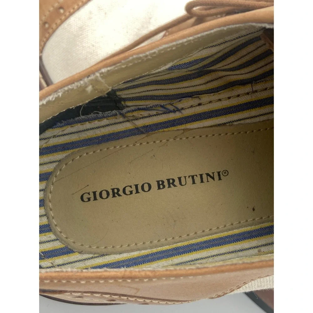 Giorgio Brutini Men's 250504 Oxford Dress Shoes Tan & Canvas Cap Toe Size 10M‎